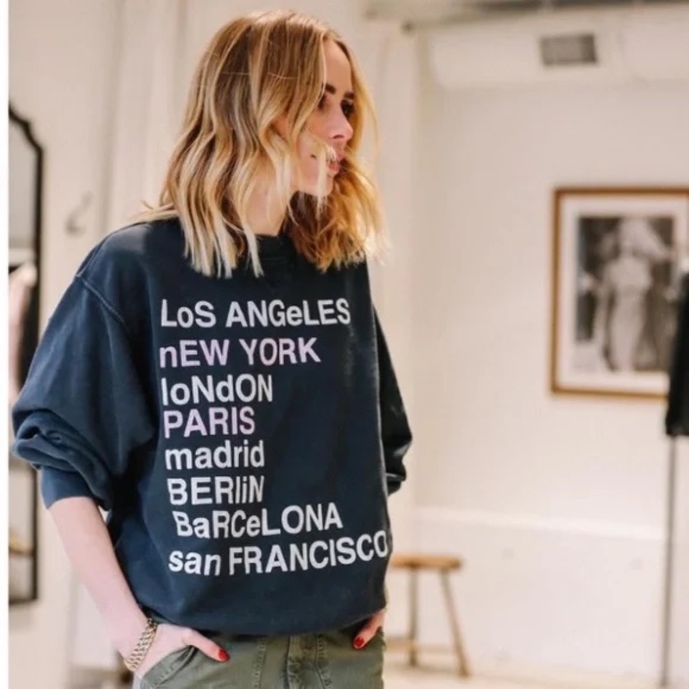Anine Bing Black Sweatshirt with City Print